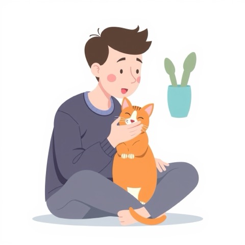 feeding his cat
