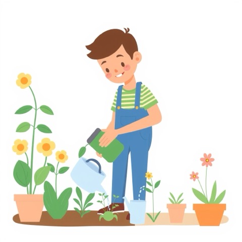 watering his plants