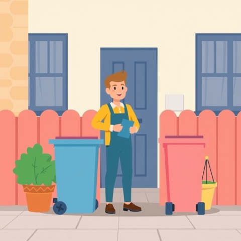 putting his bins out