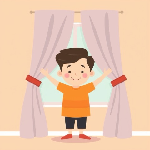opening and closing his curtains each day